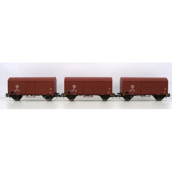 B-Models 45705 Set B 3x gedeckter Güterwagen Glms braun SNCB Ep.III